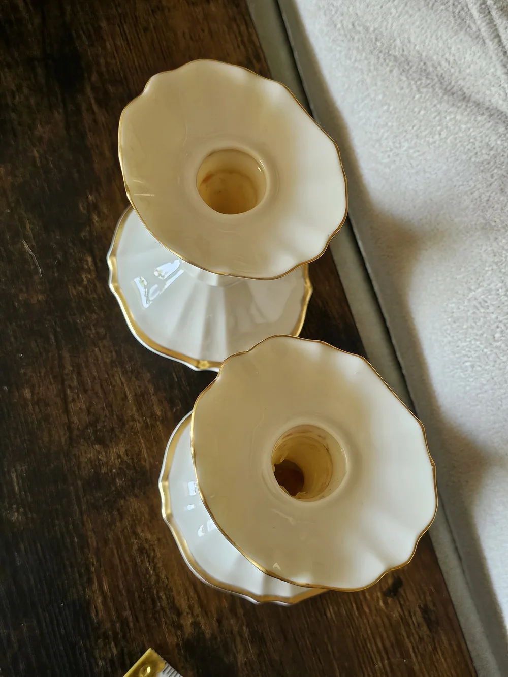 Lenox Symphony Pair Of Cream Gold Candlestick Holders